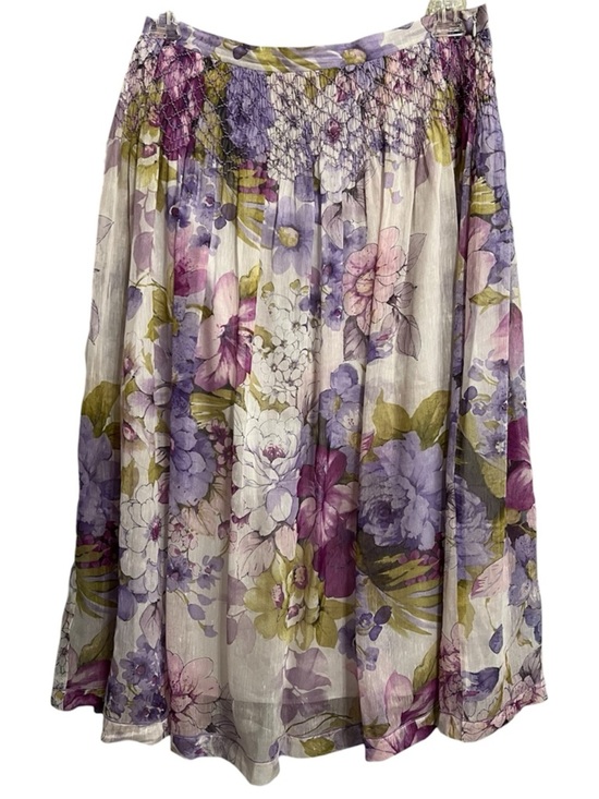 Trevan Dresses & Skirts - Trevan Silk/Linen Floral Lined Skirt with Embroidery Size 8